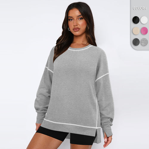 Dame Sporty Oversized Pullover med Kontrast syninger Stilla