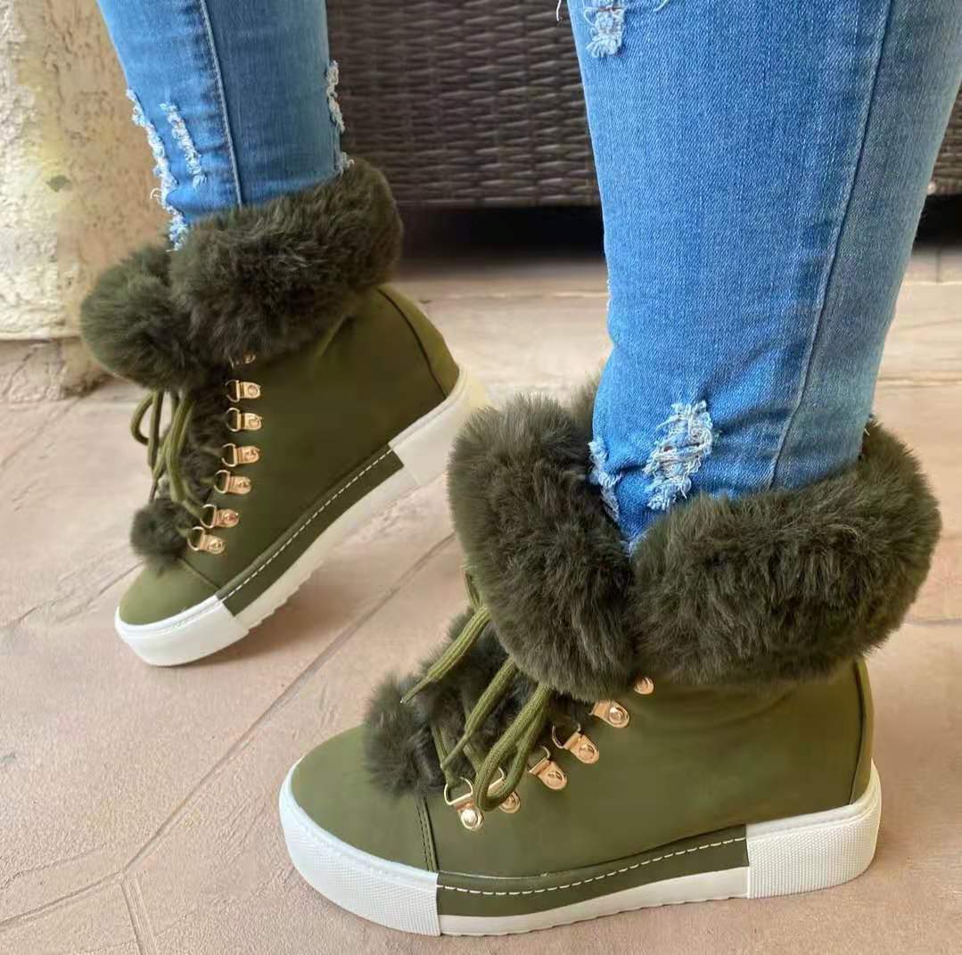 Dame Sneaker-Boots med hyggelig kunstpelskrave og trendy snørredetaljer Stilla