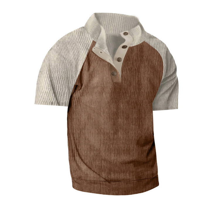 Herre Kortærmet Henley T-shirt med moderne strukturdesign Stilla