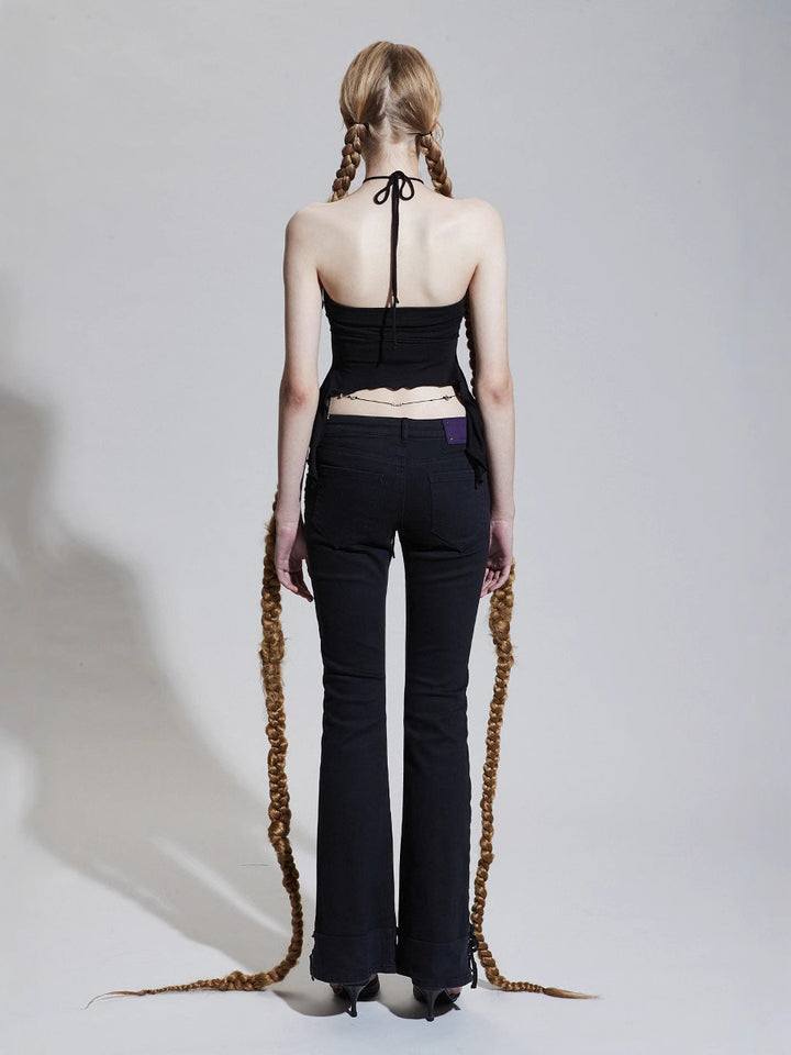 Dame Festligt Crop-Top med raffineret snøring og asymmetrisk kant Stilla