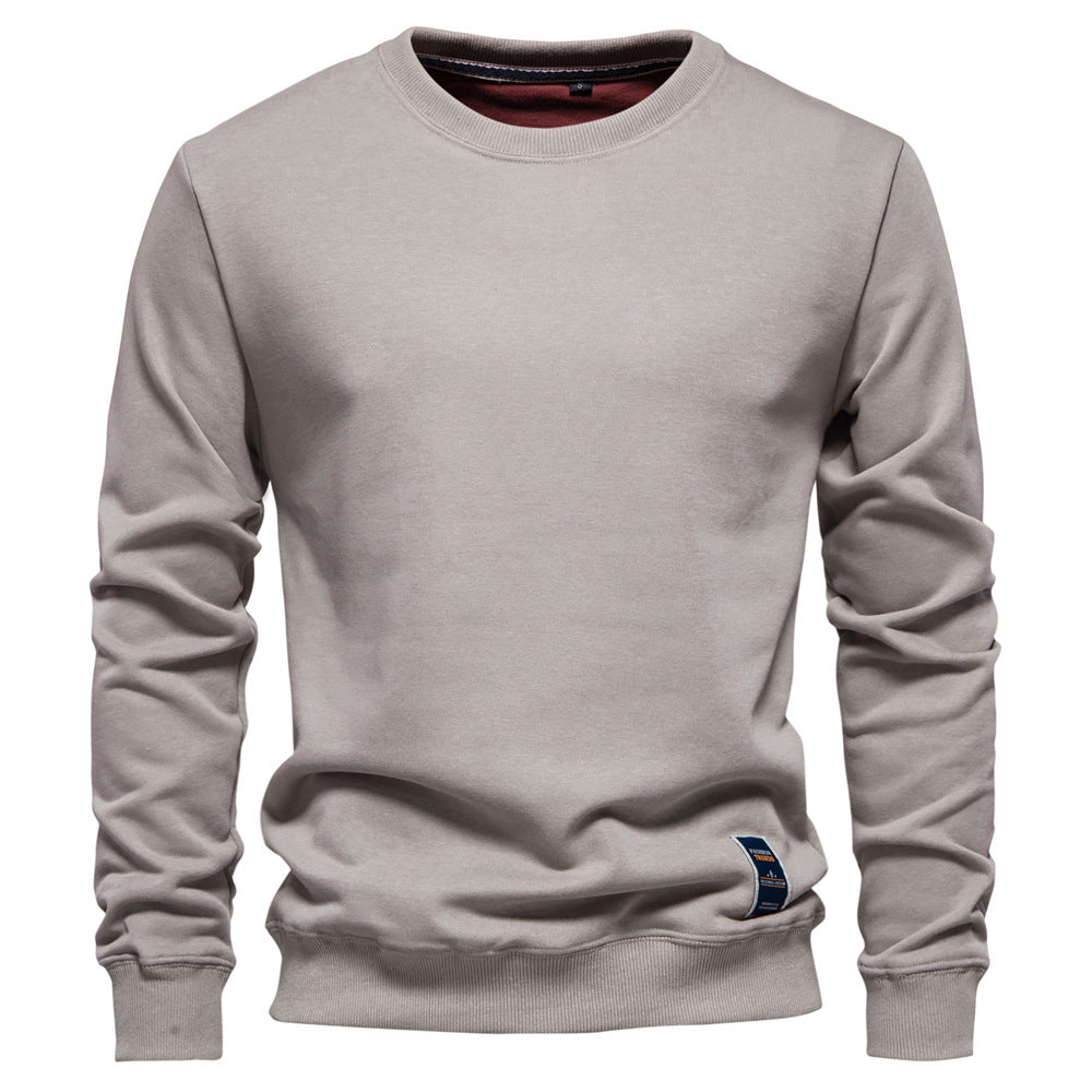 Herrer nan klassisk rundhals-sweatshirt lavet af tung bomuldsblanding med børstet inderside og ribbede manchetter Skovae