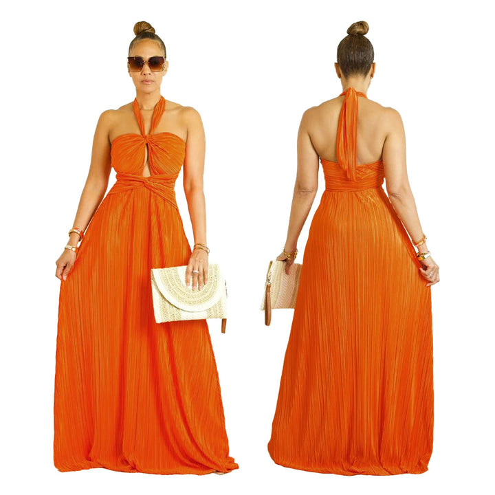 Dame Maxikjole med raffineret omslagdesign og elegant nøgleudskæring Stilla