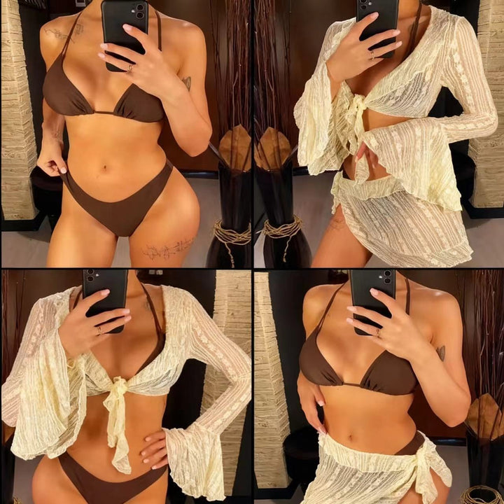 Dame Elegant spidsbluse med svingende ærmer Skovae