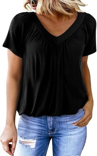 Dame Relaxed Fit V-Hals Bluse Stilla