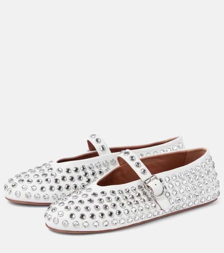Damer Ballerinas med dekorative strassapplikationer og justerbar rem Stilla