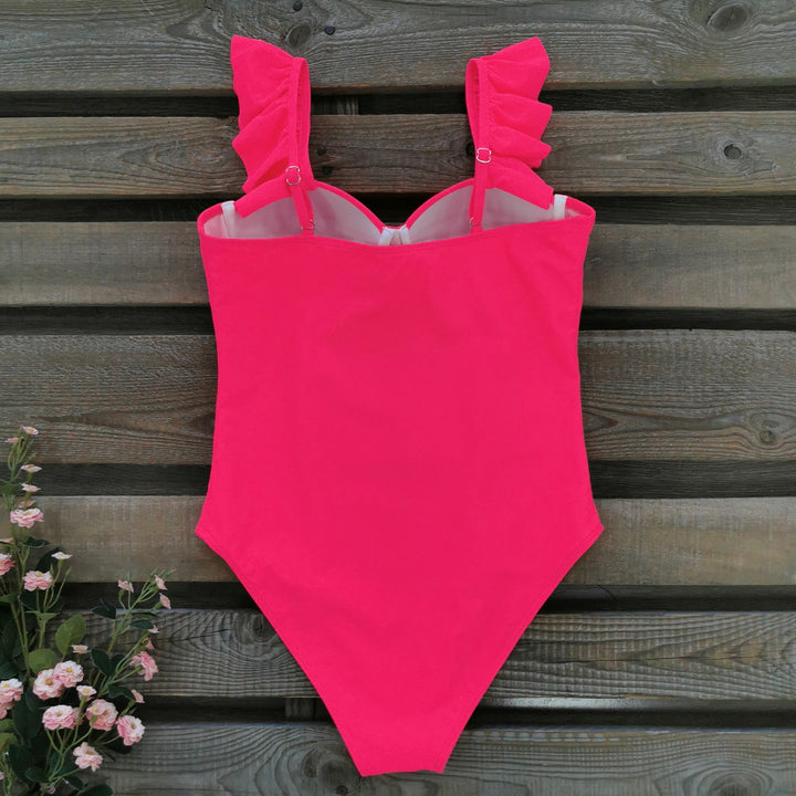 Dame Én-delt Badedragt med voluminøse Ruffleskuldre og elegant Bustier Stilla