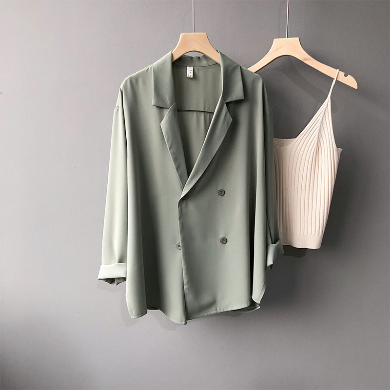 Dame elegant oversized blazer med dobbelt knaplukning og afslappet skæring Stilla
