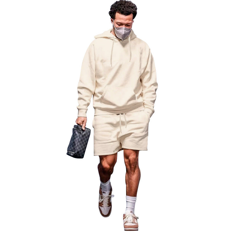 Herre afslappet hoodie- og shorts-sæt i åndbart materiale med praktiske lommer Stilla