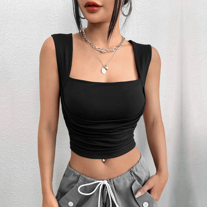 Kvindernes cropped tanktop med sofistikeret samling og firkantet halsudskæring Stilla