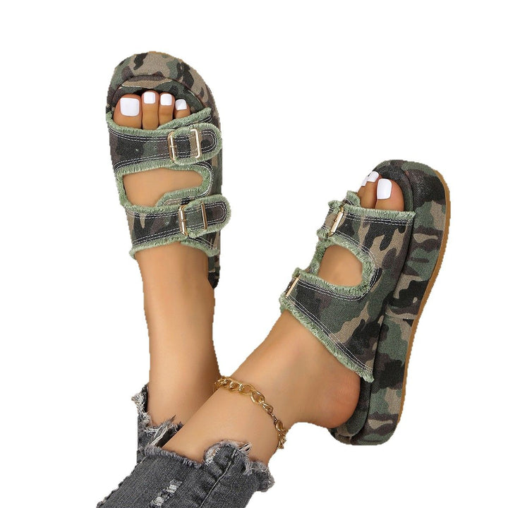 Dame Plateau-sandaler med moderigtigt camouflagemønster og justerbar rem Stilla