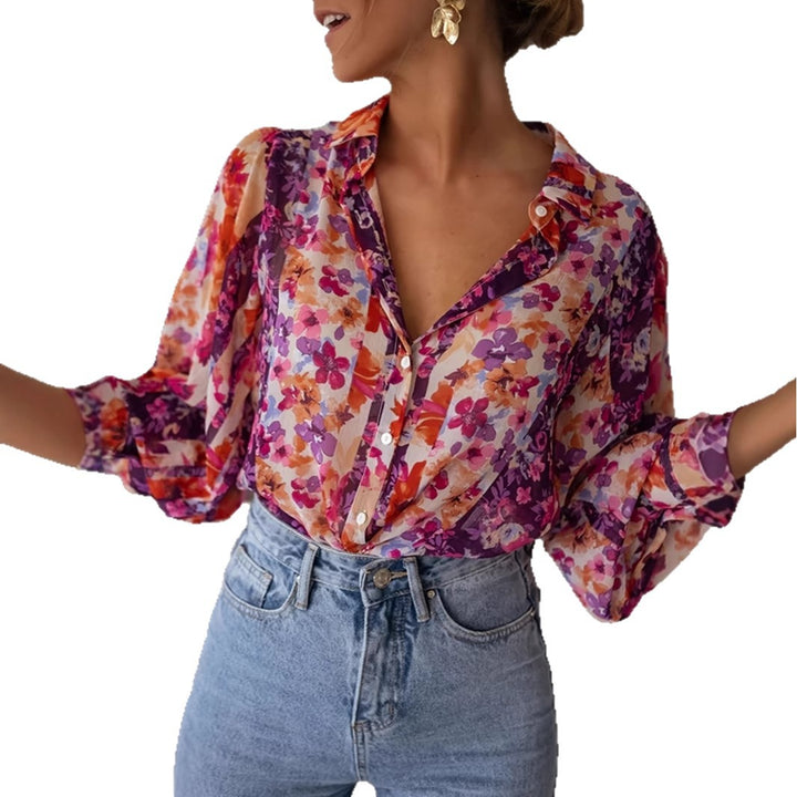 Femme Floral Print Button-Up Bluse Stilla