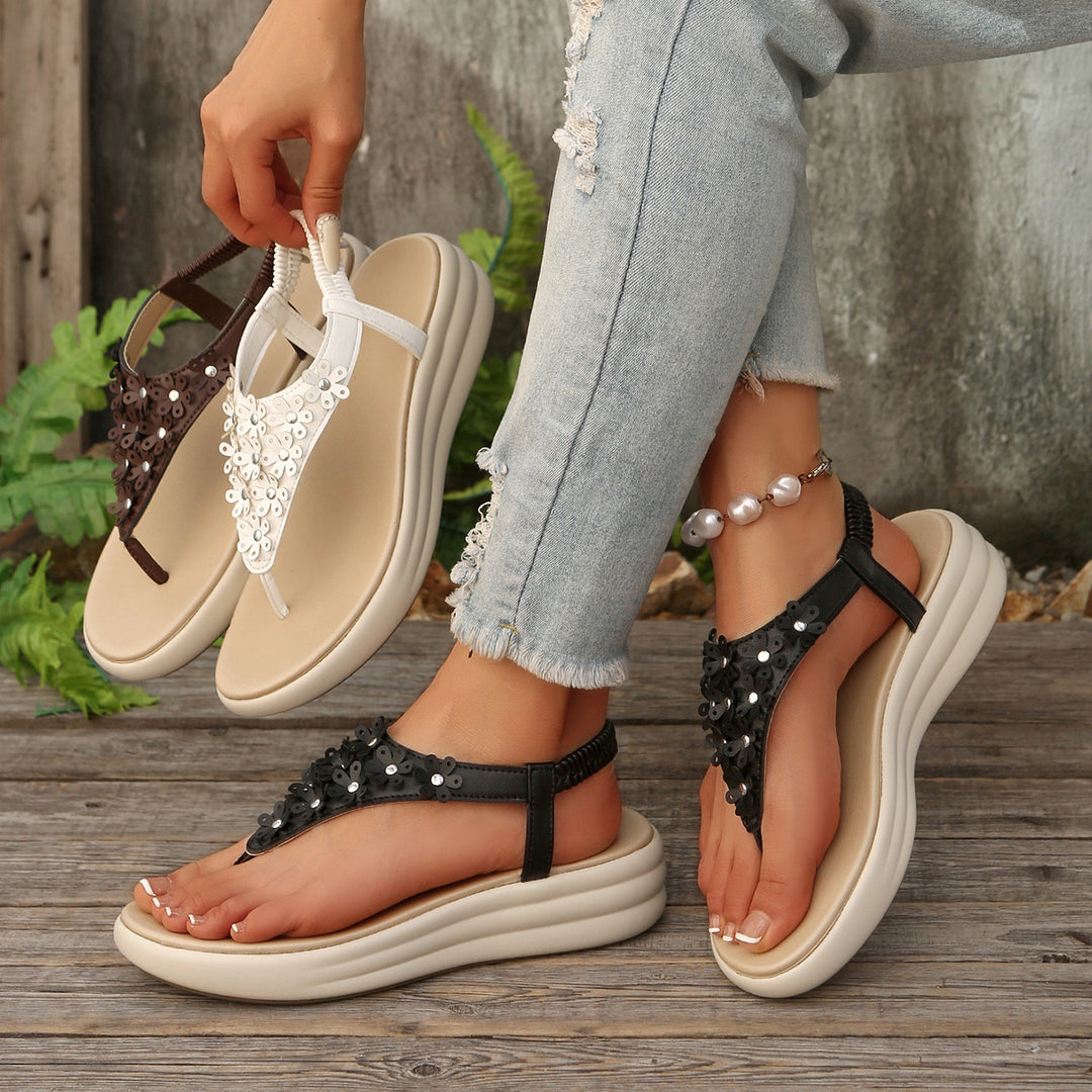 Dame platform-sandaler med florale applikationer Stilla