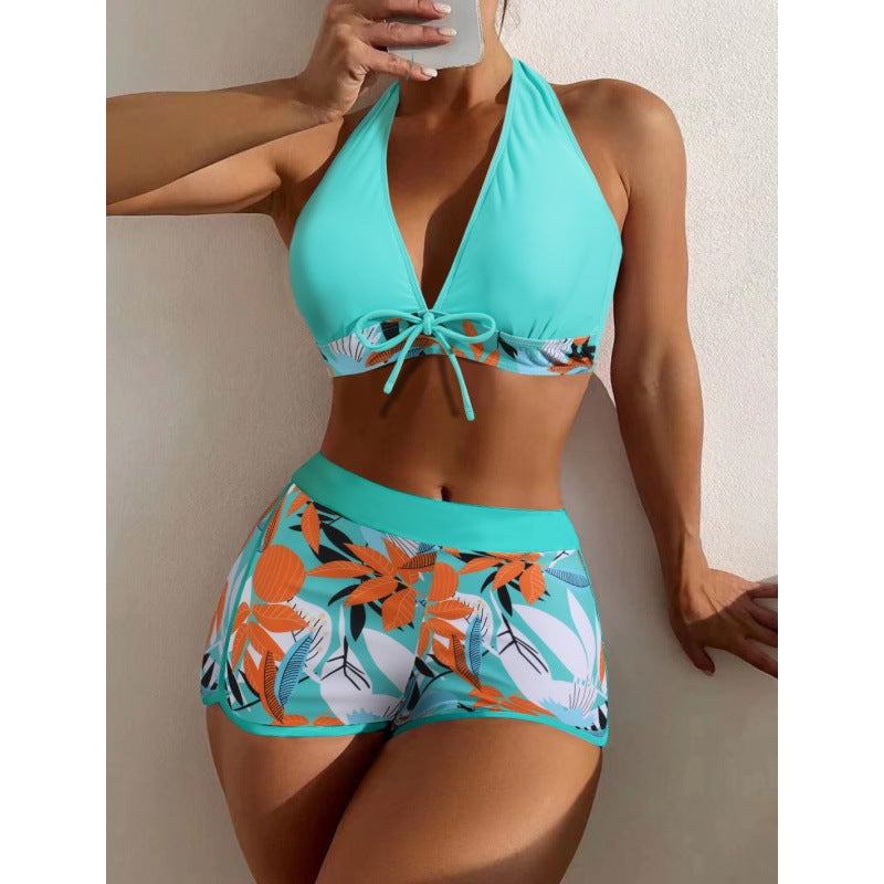 Dame Højhalset Bikini med legesygt Blomsterprint Skovae