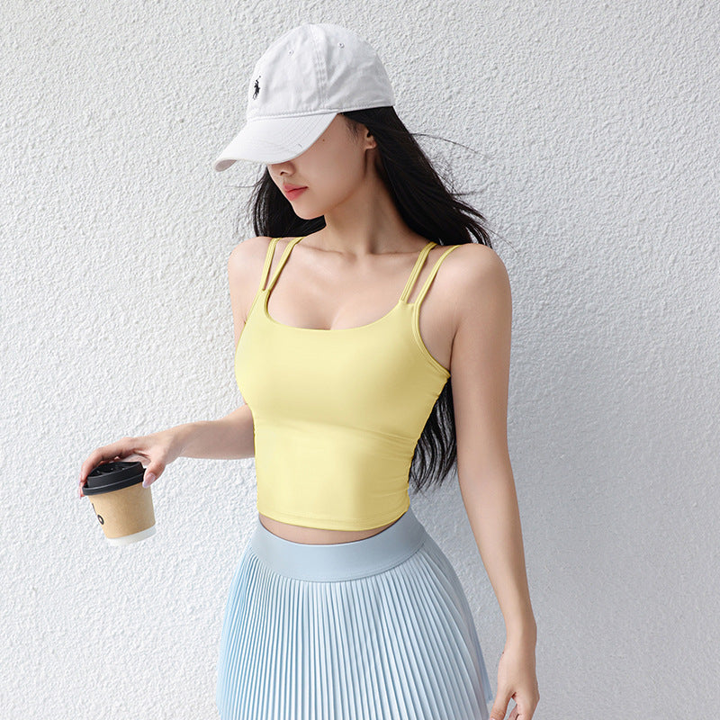 Dame sporty refleksion-top med cut-out-design og second-skin-pasform Stilla