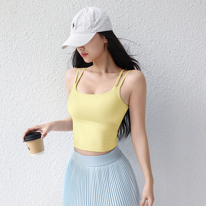 Dame sporty refleksion-top med cut-out-design og second-skin-pasform Stilla
