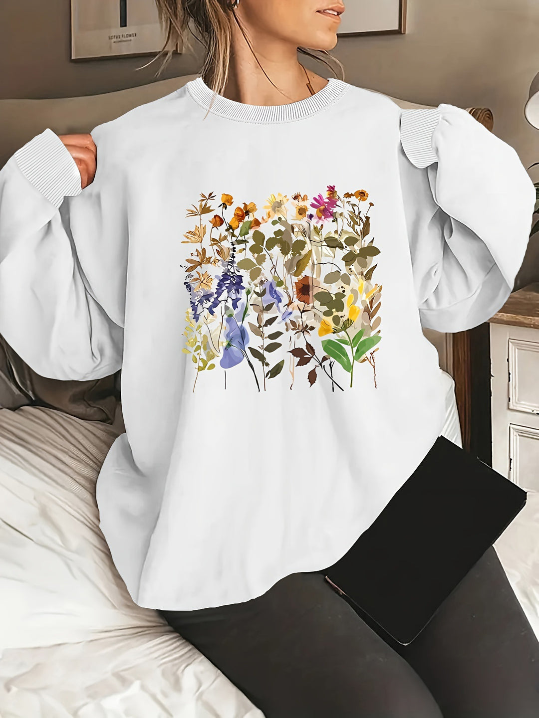 Kvinders sweatshirts med blomstermotiver og komfortabel pasform Stilla