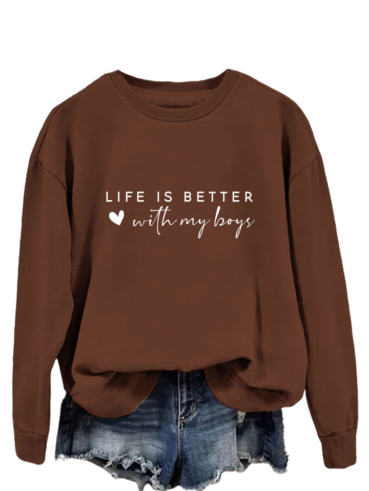 Kvinders hyggelige crew neck sweater med inspirerende print Stilla