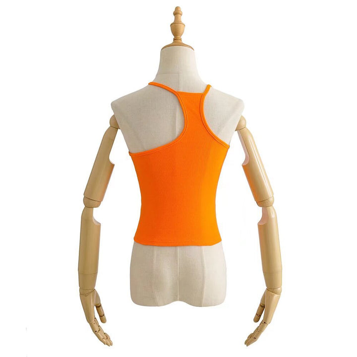 Dame asymmetrisk spaghetti-strop top med smart rippet design og sporty snit Stilla