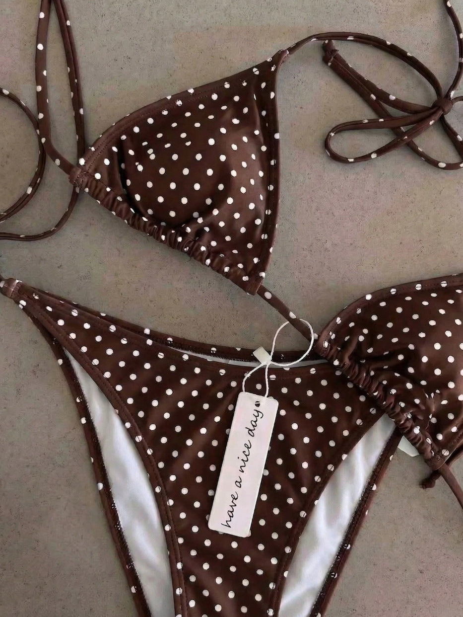 Dame Triangel-Bikini med klassisk prikmønster Skovae