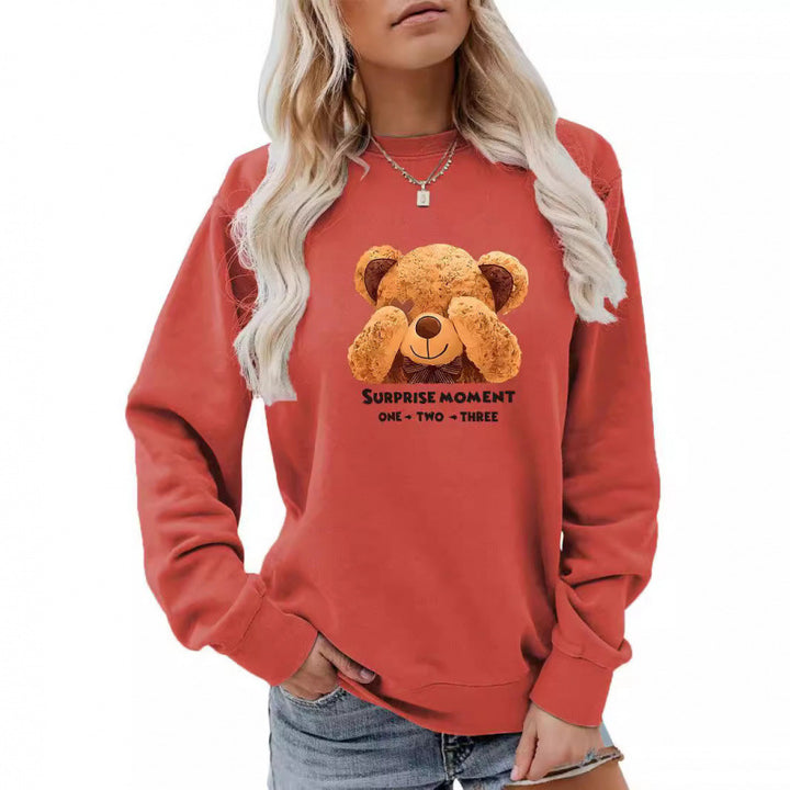 Kvindernes fritids sweater med sødt bjørne design Skovae