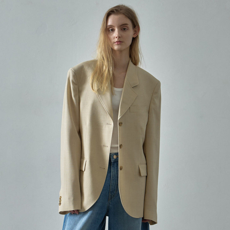 Dame Oversized Snit Blazer med Revers Stilla