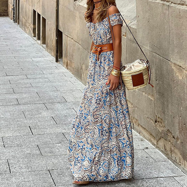 Dame Off-Shoulder Paisley Maxi Kjole Stilla