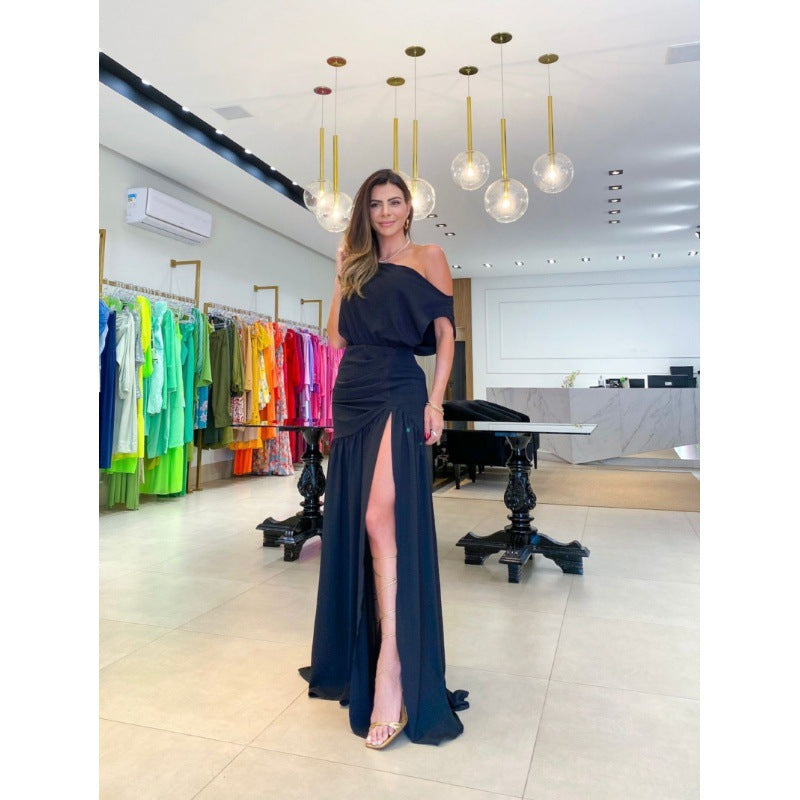 Dame Elegante Brudekjole med sidelids og Offshoulder-design Stilla
