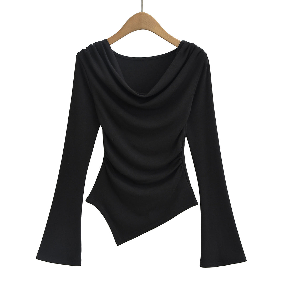 Dame asymmetrisk top med elegant indpakningsdesign og ekstravagante draperingseffekter Stilla