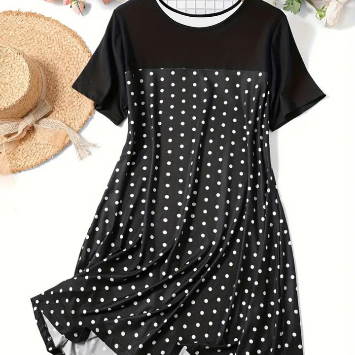 Dame Polka-Dots fritidskjole med luftige ærmer og behageligt let stof Stilla