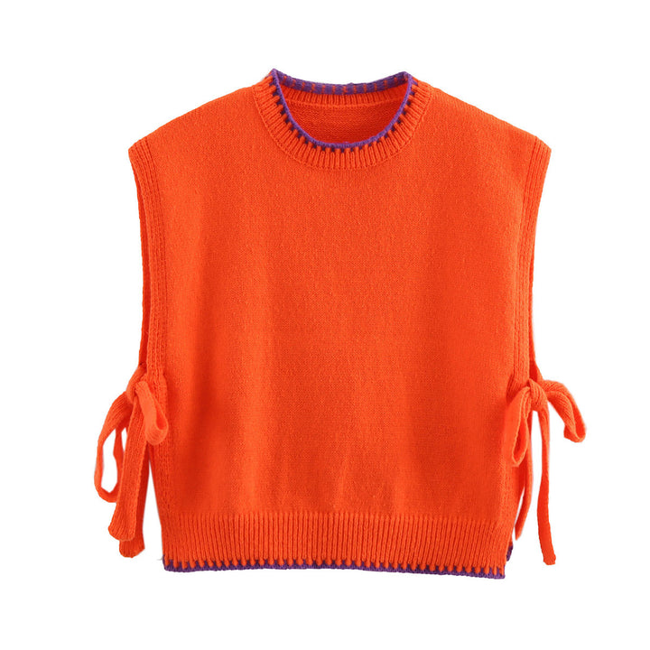 Dame Casual Strik Uden Ærmer Sweater med Justerbare Bånd Stilla