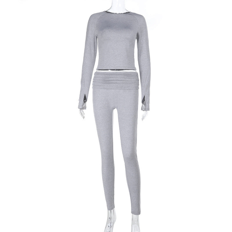 Dame Sportigt sæt bestående af langærmet overdel og leggings Skovae