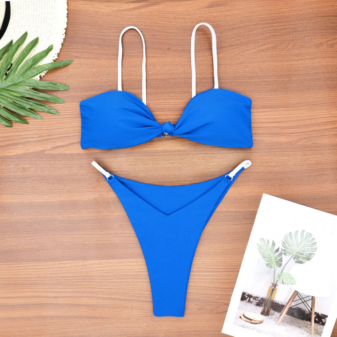 Dame Bandeau-Bikini med elegant knudedesign og justerbare stropper Stilla