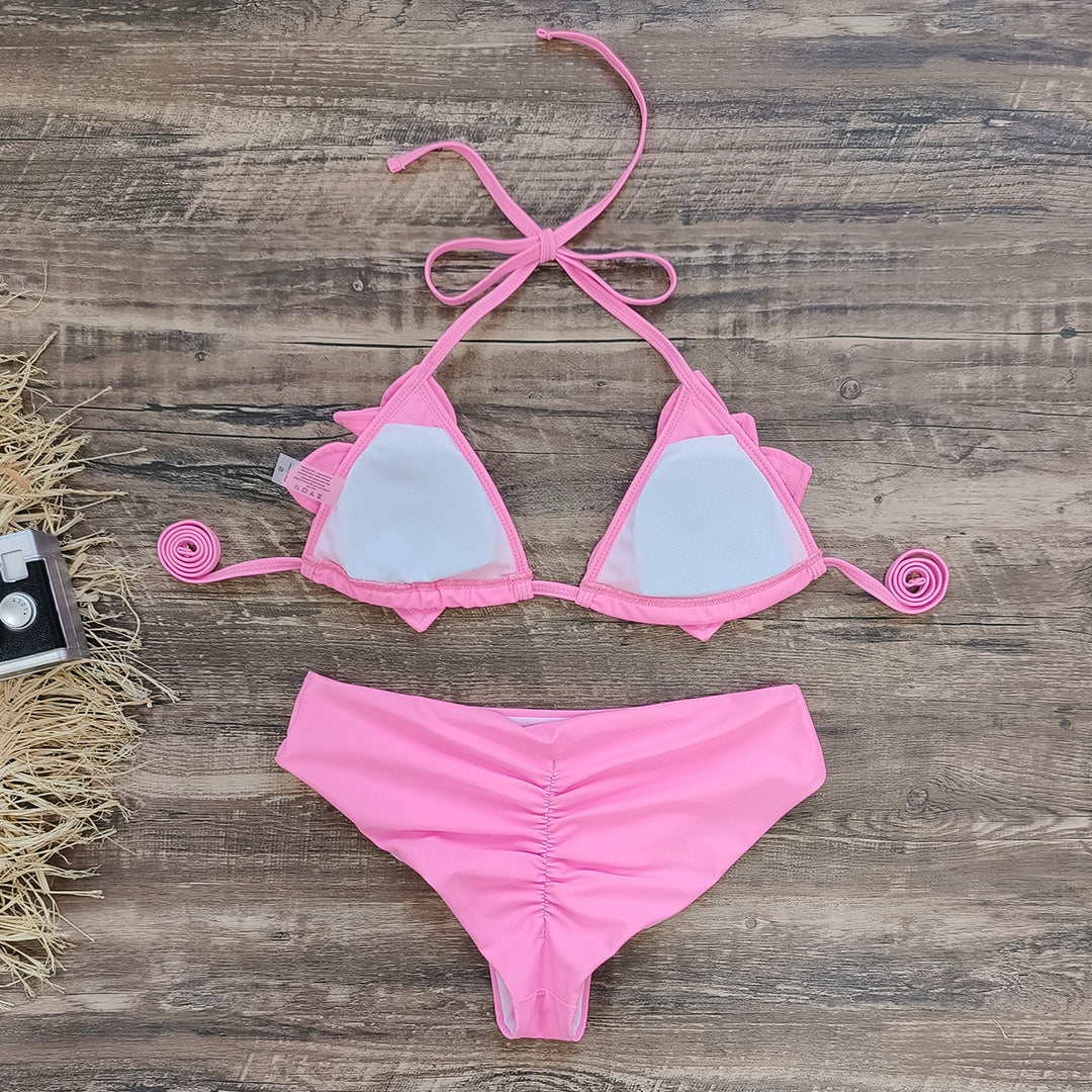 Dame bikini-sæt med blomstformede applikationer og justerbare stropper Stilla