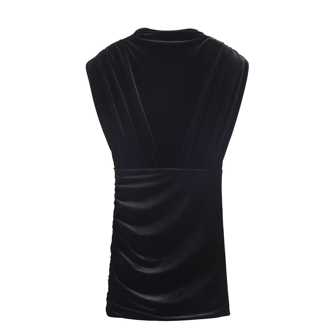 Dame elegant top med indpakningsdesign og luksuriøs drapering Skovae