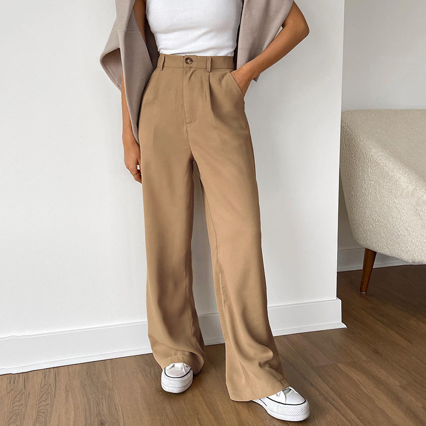 Dame bred chinos med høj talje og elegant plissering Stilla
