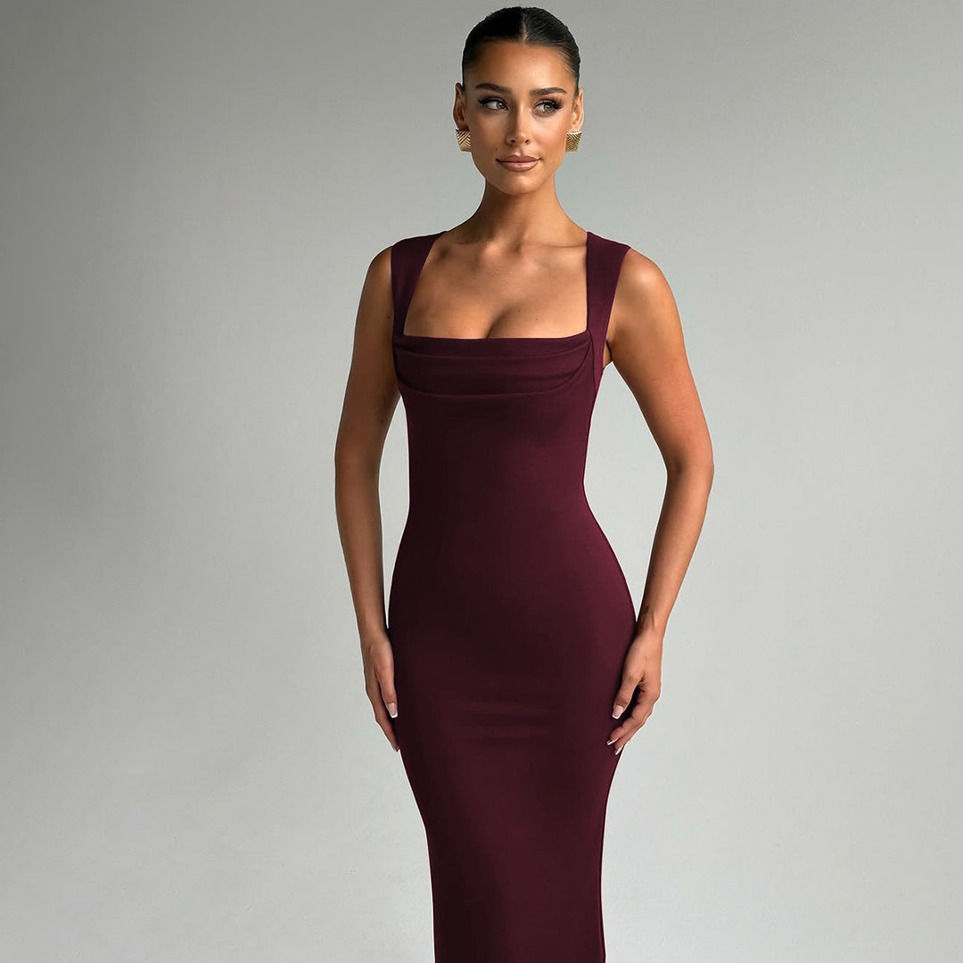 Dame Elegant Stribekjole med transparente indlæg Skovae