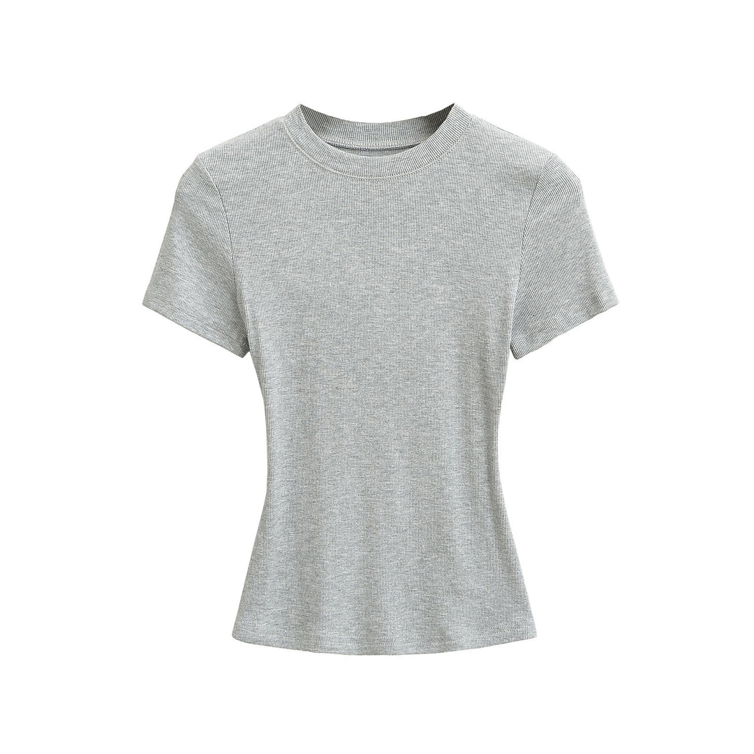 Dame Figurnær Kortærmet T-shirt lavet af højkvalitets ribmateriale med Rundhalset uddybning Stilla