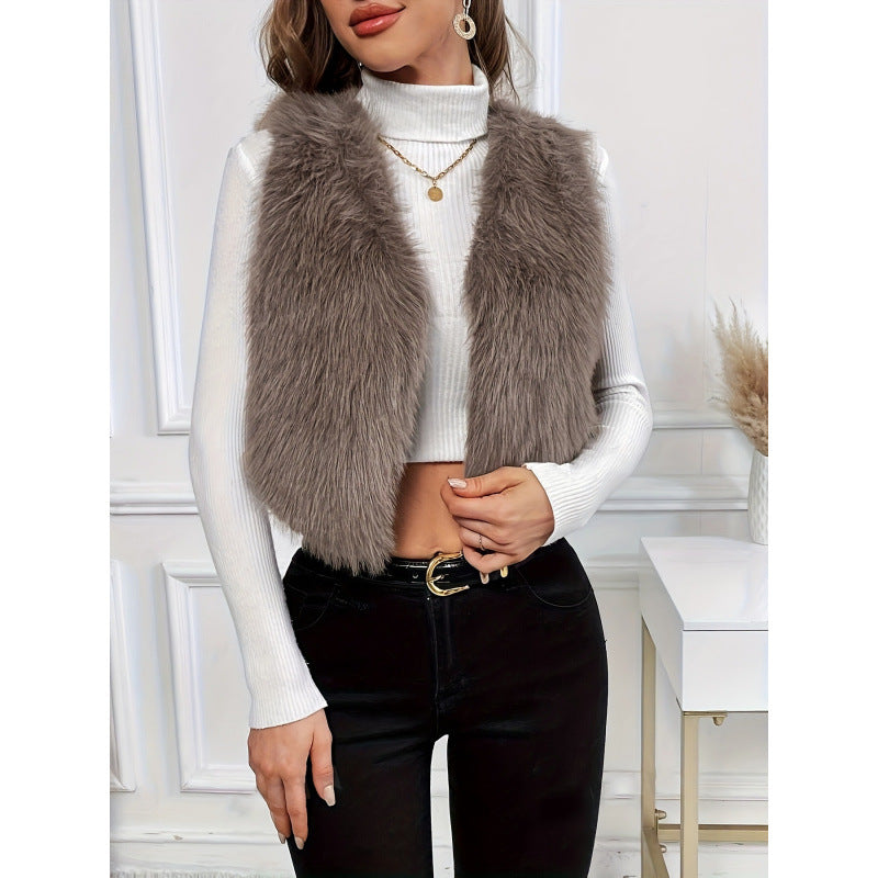Femme Luksuriøs Kunstpels Vest Stilla