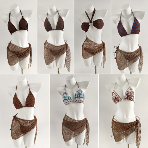 Dame triangel-bikini med moderigtige netskørt-detaljer Skovae