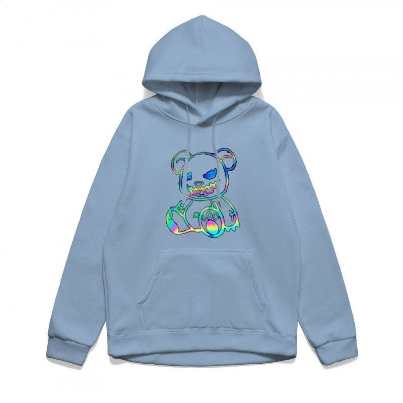Dame hoodie sweatshirt med sejt bjørnemotiv og komfortabel pasform Skovae