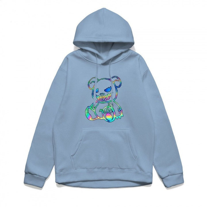Dame hoodie sweatshirt med sejt bjørnemotiv og komfortabel pasform Skovae