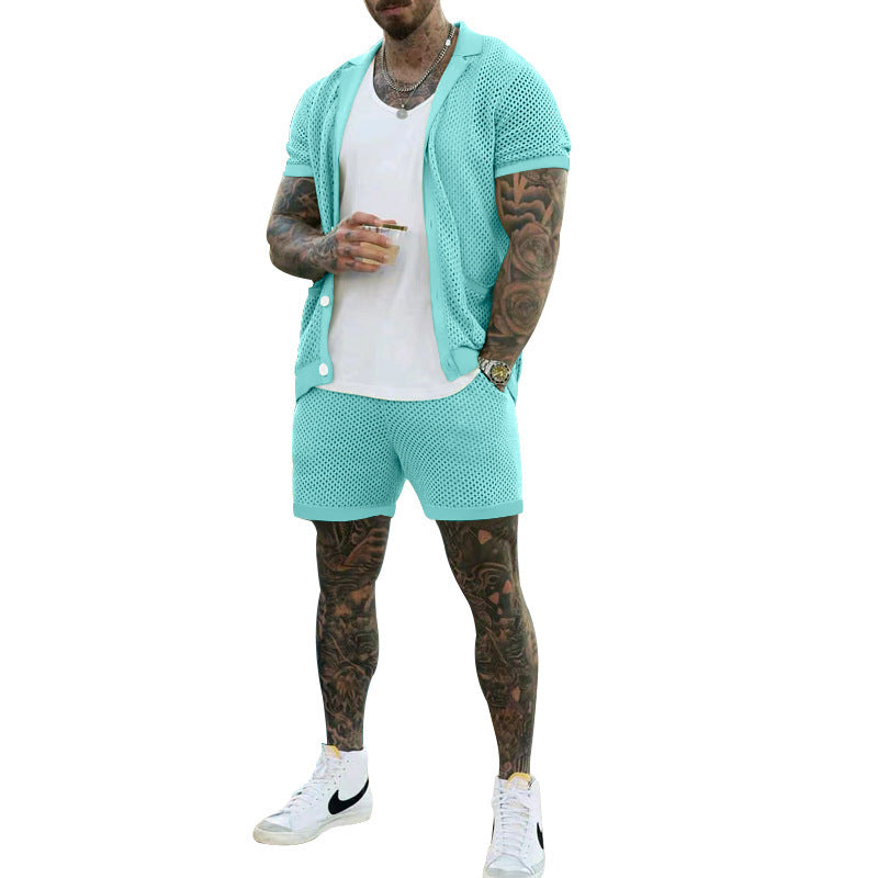Herre åndbart sportoutfit med moderne netdesign Stilla