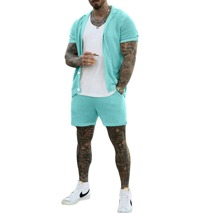 Herre åndbart sportoutfit med moderne netdesign Stilla
