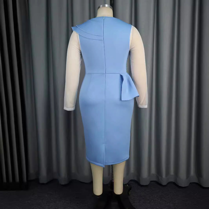 Dame elegant kjole med rynker og perleapplikationer Skovae