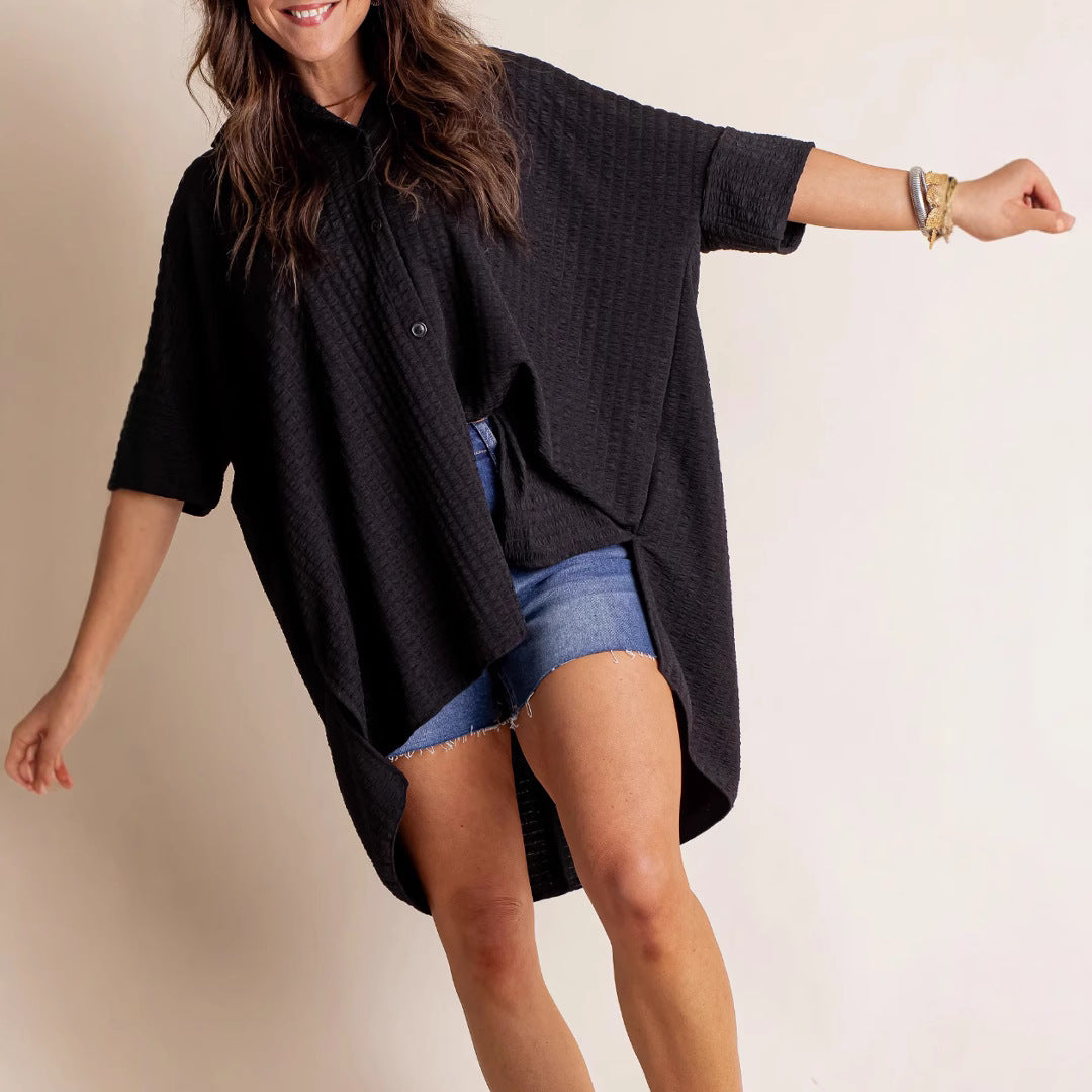 Dame Oversized Skjorte med struktureret stof med lommer Stilla