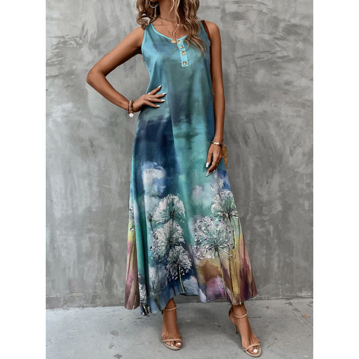 Femme Floral Print A-linje Maxi Kjole Stilla