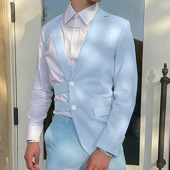 Dame nan asymmetrisk blazer med bånddetaljer og reverskrave Skovae