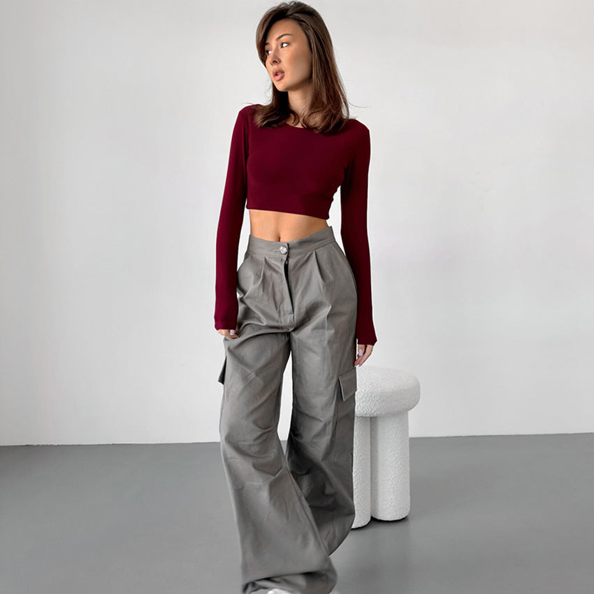 Dame Crop-Top med lange ærmer og elegant snit Stilla