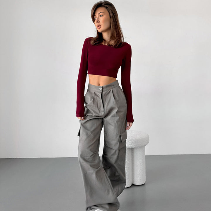 Dame Crop-Top med lange ærmer og elegant snit Stilla
