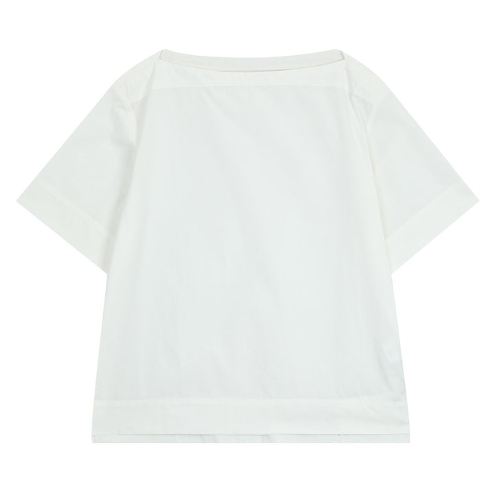 Dame moderne kortærmet bluse med afslappet snit og elegant rygsøm Stilla